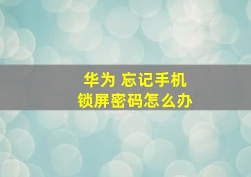 华为 忘记手机锁屏密码怎么办